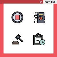 Stock Vector Icon Pack of 4 Line Signs and Symbols for media tasks descriptive statistics judge 90 Editable Vector Design Elements