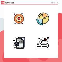 Stock Vector Icon Pack of 4 Line Signs and Symbols for love browser wedding data code Editable Vector Design Elements