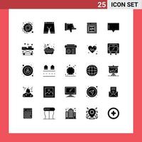 Solid Glyph Pack of 25 Universal Symbols of talk bubble dislike software api concept Editable Vector Design Elements