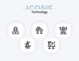 paquete de iconos de línea de tecnología 5 diseño de iconos. computadora. hora. coche. hombre. Wifi vector