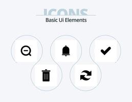 Basic Ui Elements Glyph Icon Pack 5 Icon Design. check. notification. repeat. bell. delete vector