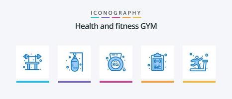 Gym Blue 5 Icon Pack Including exercise. notepad. sports. mark. check. Creative Icons Design vector