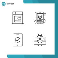 4 Line concept for Websites Mobile and Apps dryer antique camera cell phone saint photography Editable Vector Design Elements