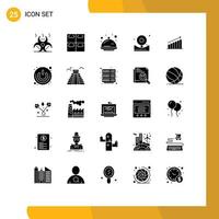 Set of 25 Modern UI Icons Symbols Signs for chart fire food bell alarm Editable Vector Design Elements