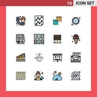 Set of 16 Modern UI Icons Symbols Signs for clock pages paper office note Editable Creative Vector Design Elements