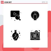 Group of 4 Solid Glyphs Signs and Symbols for web vase user image error Editable Vector Design Elements