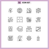 Universal Icon Symbols Group of 16 Modern Outlines of cold berries adventure autumn hierarchy Editable Vector Design Elements