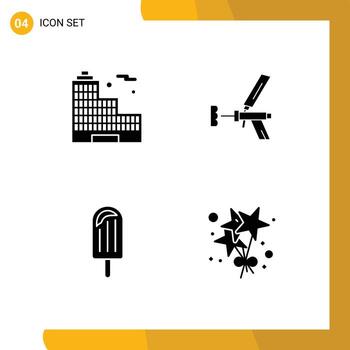 User Interface Pack of Basic Solid Glyphs of building gun foamgun foam cream Editable Vector Design Elements