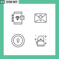 Line Pack of 4 Universal Symbols of app keyhole develop mail secret Editable Vector Design Elements