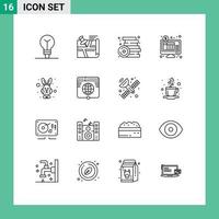 Universal Icon Symbols Group of 16 Modern Outlines of animal internet banking brick internet toys Editable Vector Design Elements