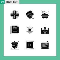 Universal Icon Symbols Group of 9 Modern Solid Glyphs of office file cloud document bathroom Editable Vector Design Elements