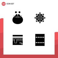 Group of Modern Solid Glyphs Set for moustache kaaba santa machine pray Editable Vector Design Elements