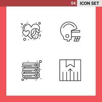 4 Universal Line Signs Symbols of heart files face helmet delivery Editable Vector Design Elements