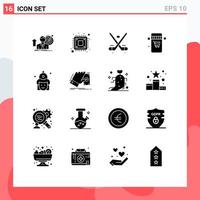 Mobile Interface Solid Glyph Set of 16 Pictograms of fight shopping storage online ice Editable Vector Design Elements