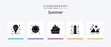 paquete de iconos de glifo 5 de verano que incluye el océano. playa. luz del sol. el verano. mar. diseño de iconos creativos vector