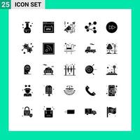 25 Thematic Vector Solid Glyphs and Editable Symbols of forward share seo link speaker Editable Vector Design Elements