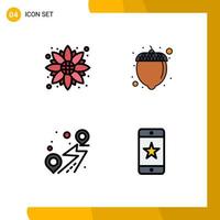 4 Creative Icons Modern Signs and Symbols of autumn route thanksgiving nut achievements Editable Vector Design Elements