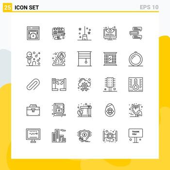 Line Pack of 25 Universal Symbols of chat options broom monitoring configuration Editable Vector Design Elements