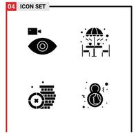 Group of 4 Modern Solid Glyphs Set for cam umbrella device coffee ireland Editable Vector Design Elements