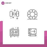 4 Thematic Vector Filledline Flat Colors and Editable Symbols of fitness account weight circle profile Editable Vector Design Elements