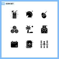 Stock Vector Icon Pack of 9 Line Signs and Symbols for coconut wheat straw sport straw painting Editable Vector Design Elements