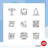 Stock Vector Icon Pack of 9 Line Signs and Symbols for business destruction water deforestation factory Editable Vector Design Elements