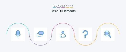 Basic Ui Elements Blue 5 Icon Pack Including zoom. magnifier. male. mark. question vector