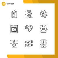 Pictogram Set of 9 Simple Outlines of online cyber mobile discount space Editable Vector Design Elements