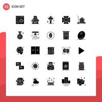 conjunto de 25 iconos modernos de la interfaz de usuario signos de símbolos para la iluminación de la caja de luz publicar elementos de diseño de vectores editables santos ligeros