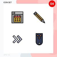 4 Creative Icons Modern Signs and Symbols of web right date school insignia Editable Vector Design Elements