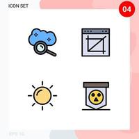 Set of 4 Modern UI Icons Symbols Signs for cloud computing website cloud search crop rise Editable Vector Design Elements