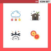 Pack of 4 Modern Flat Icons Signs and Symbols for Web Print Media such as cloud maintenance internet ecology house coins Editable Vector Design Elements