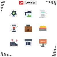 Group of 9 Flat Colors Signs and Symbols for smart house home networking business home automation presentation Editable Vector Design Elements