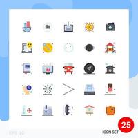 User Interface Pack of 25 Basic Flat Colors of process target business percentage hot Editable Vector Design Elements