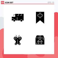 Universal Icon Symbols Group of 4 Modern Solid Glyphs of bus easter vehicles media box Editable Vector Design Elements