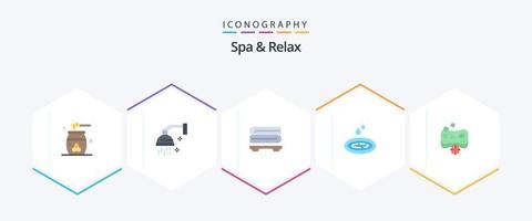 spa y relax 25 paquete de iconos planos que incluye belleza. inclinarse. relajación. agua. bienestar vector