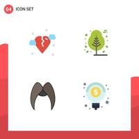 User Interface Pack of 4 Basic Flat Icons of break hipster sic plant male Editable Vector Design Elements