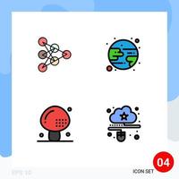 User Interface Pack of 4 Basic Filledline Flat Colors of learning food data moon mushroom Editable Vector Design Elements