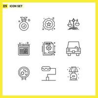 User Interface Pack of 9 Basic Outlines of funding detail balance calculation browser Editable Vector Design Elements