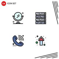 Set of 4 Commercial Filledline Flat Colors pack for mirror elearning computer server online Editable Vector Design Elements