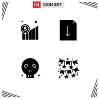 Modern Set of 4 Solid Glyphs Pictograph of business human graphic export bow Editable Vector Design Elements