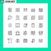 Stock Vector Icon Pack of 25 Line Signs and Symbols for system lock agriculture transport bus Editable Vector Design Elements