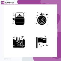 Solid Glyph Pack of Universal Symbols of camping architecture tea onion scheme Editable Vector Design Elements