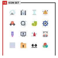 Group of 16 Flat Colors Signs and Symbols for sport healthcare hour dumbbell error Editable Pack of Creative Vector Design Elements