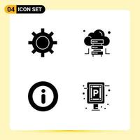 Stock Vector Icon Pack of 4 Line Signs and Symbols for setting menu vehicle maintenance server parking Editable Vector Design Elements