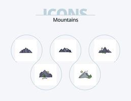 paquete de iconos llenos de línea de montañas 5 diseño de iconos. . . naturaleza. escena. naturaleza vector
