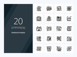 20 Statistical Analysis Outline icon for presentation vector