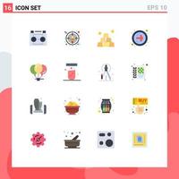 Modern Set of 16 Flat Colors and symbols such as celebration balloons target next button forward arrow Editable Pack of Creative Vector Design Elements