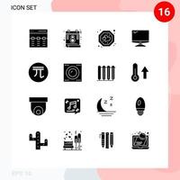 16 Universal Solid Glyph Signs Symbols of new taiwan doll imac favorite device computer Editable Vector Design Elements