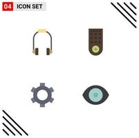 conjunto moderno de 4 iconos y símbolos planos, como configuración de auriculares, música, televisión, biología, elementos de diseño vectorial editables vector